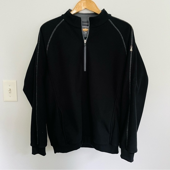 Straight Down Mens Pullover Size M Golf Quarter Zip Fleece Black - Picture 1 of 9